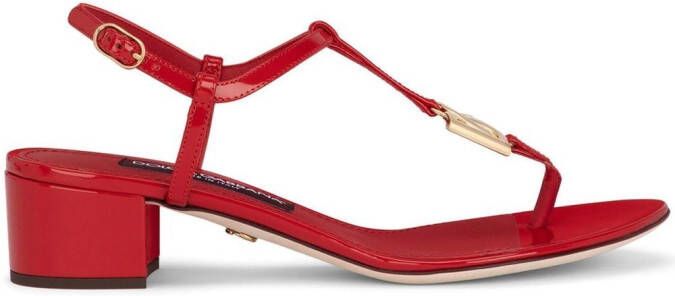 Dolce & Gabbana DG logo thong 40mm sandals Red