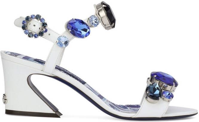 Dolce & Gabbana embellished patent leather sandals White