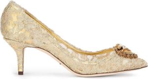 Dolce & Gabbana embellished lace pumps Gold