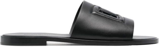 Dolce & Gabbana embossed-logo leather slides Black