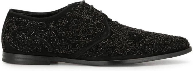 Dolce & Gabbana embroidered suede derby shoes Metallic