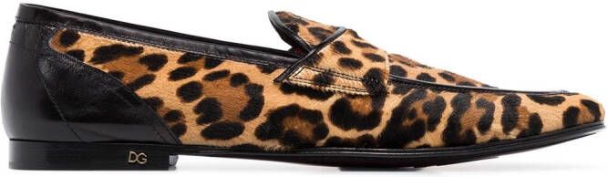 Dolce & Gabbana Erice leopard print loafers Brown