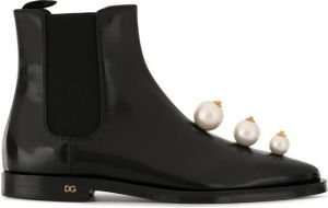 Dolce & Gabbana faux pearl-embellished Chelsea boots Black