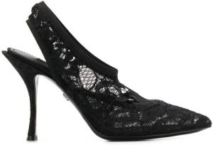 Dolce & Gabbana floral lace slingback pumps Black