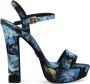 Dolce & Gabbana floral-print charmeuse platform sandals Blue - Thumbnail 1