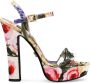 Dolce & Gabbana floral-print gabardine platform sandals Yellow - Thumbnail 1