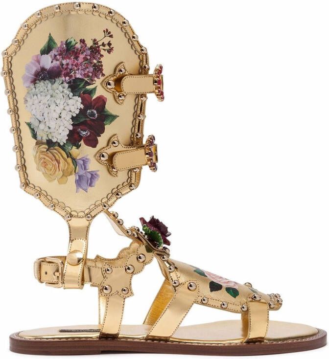 Dolce & Gabbana floral-motif gladiator sandals Gold
