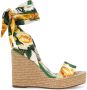 Dolce & Gabbana floral-print wedge sandals Green - Thumbnail 1