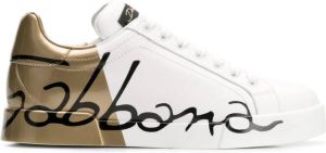 Dolce & Gabbana gold logo printed sneakers White