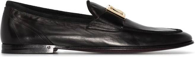 Dolce & Gabbana Interlocking DG-plaque leather loafers Black