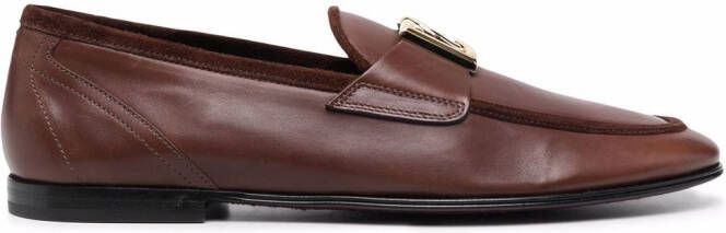 Dolce & Gabbana interlocking DG-plaque loafers Brown