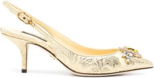 Dolce & Gabbana jacquard embellished low-heel pumps Yellow