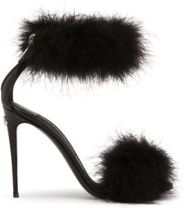 Dolce & Gabbana Keira 105mm feather-trim sandals Black