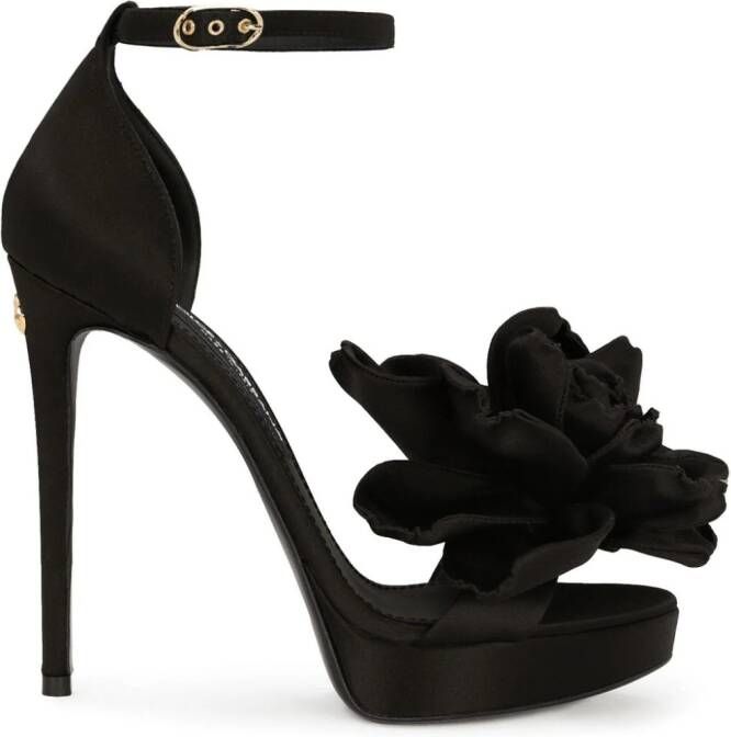 Dolce & Gabbana Keira 105mm floral-appliqué sandals Black