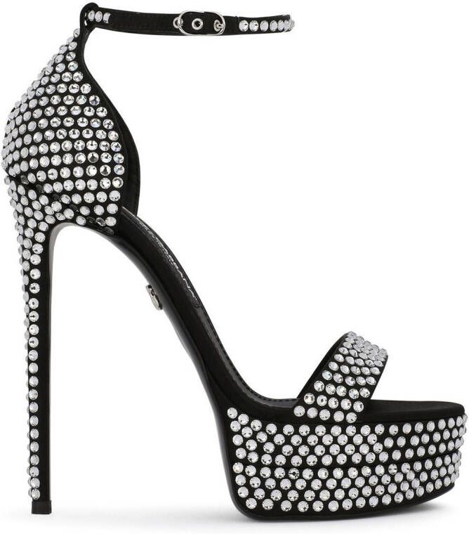 Dolce & Gabbana 145mm rhinestone-embellished platform sandals Black