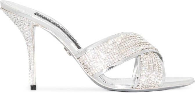Dolce & Gabbana Keira crystal-embellished 90mm sandals Silver