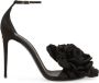 Dolce & Gabbana Keira floral-appliqué satin sandals Black - Thumbnail 1