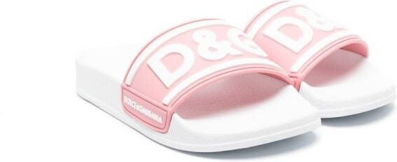 Dolce & Gabbana Kids 3D-logo flat slides White