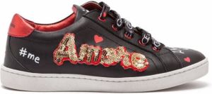 Dolce & Gabbana Kids Amore leather low-top sneakers Black
