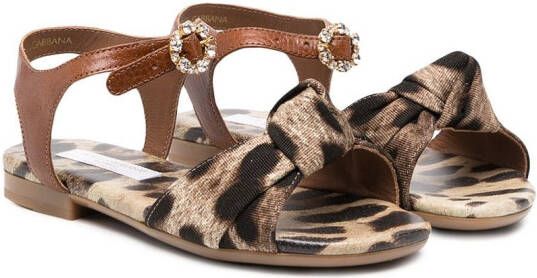 Dolce & Gabbana Kids animal print open-toe sandals Neutrals