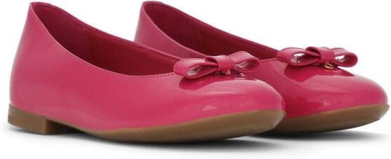 Dolce & Gabbana Kids DG-logo patent leather ballerina shoes Pink