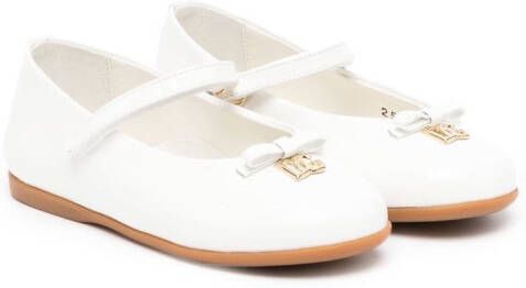 Dolce & Gabbana Kids bow-detail leather ballerinas White