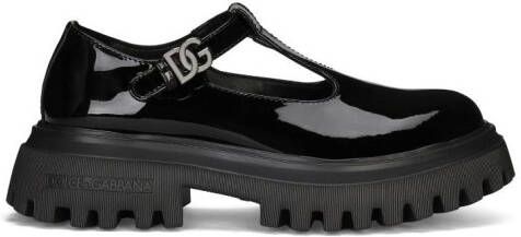 Dolce & Gabbana Kids buckled patent-finish leather loafers Black