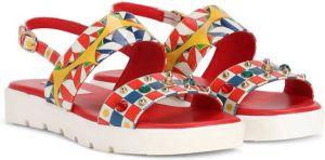Dolce & Gabbana Kids Carretto print embellished sandals Red