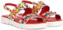 Dolce & Gabbana Kids Carretto-print bejewelled leather sandals Red - Thumbnail 1