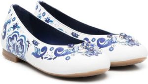 Dolce & Gabbana Kids crystal-embellished ballerina shoes Blue
