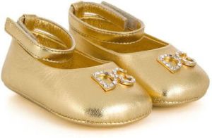 Dolce & Gabbana Kids crystal embellished ballerina shoes Gold