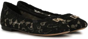 Dolce & Gabbana Kids crystal-embellished lace ballerina shoes Black