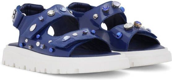 Dolce & Gabbana Kids crystal-embellished leather sandals Blue