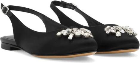 Dolce & Gabbana Kids crystal-embellished slingback ballerina shoes Black