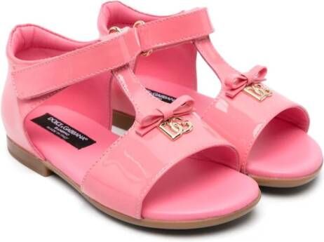 Dolce & Gabbana Kids DG-logo patent-leather sandals Pink
