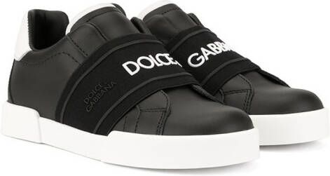 Dolce & Gabbana Kids elasticated strap logo sneakers Black