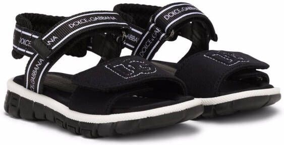 Dolce & Gabbana Kids embroidered-logo touch-strap sandals Black
