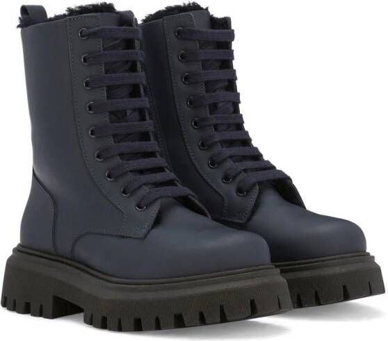 Dolce & Gabbana Kids faux-fur lining combat boots Black