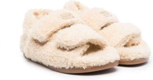 Dolce & Gabbana Kids faux-shearling touch-strap sandals Neutrals