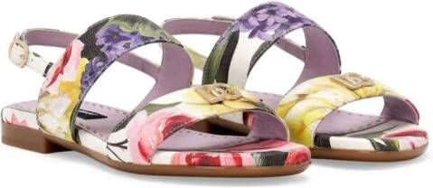 Dolce & Gabbana Kids floral-print leather sandals Pink