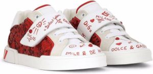 Dolce & Gabbana Kids glitter-detail leather sneakers Red