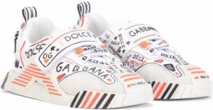 Dolce & Gabbana Kids graffiti-print leather low-top sneakers White