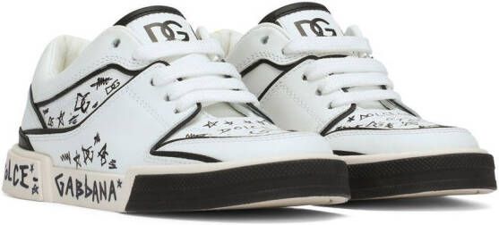 Dolce & Gabbana Kids graffiti-print low-top sneakers White