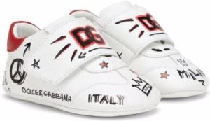 Dolce & Gabbana Kids graffiti-print touch strap sneakers White