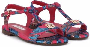 Dolce & Gabbana Kids jacquard buckle sandals Red