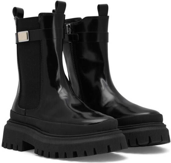 Dolce & Gabbana Kids logo-tag leather Chelsea boots Black