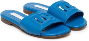 Dolce & Gabbana Kids leather cut-out logo sandals Blue