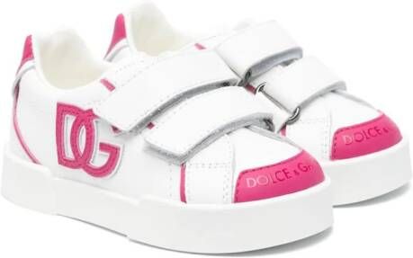 Dolce & Gabbana Kids logo-appliqué leather sneakers White