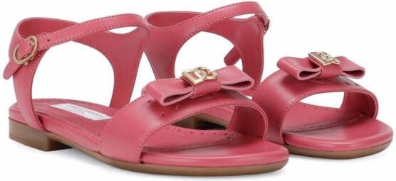 Dolce & Gabbana Kids logo-bow leather sandals Pink