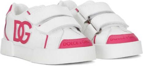 Dolce & Gabbana Kids logo-embossed leather sneakers White